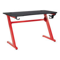 OSP Home Furnishings GST25-RD Ghost Battlestation Gaming Desk  in Matte Black Top and Red Legs